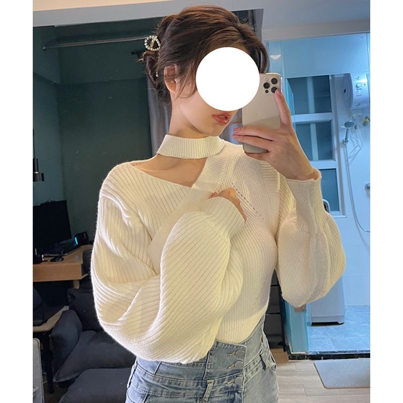 Áo Len Xẻ Vai, Áo Len Croptop Lệch Vai Phong Cách Hàn Quốc A150