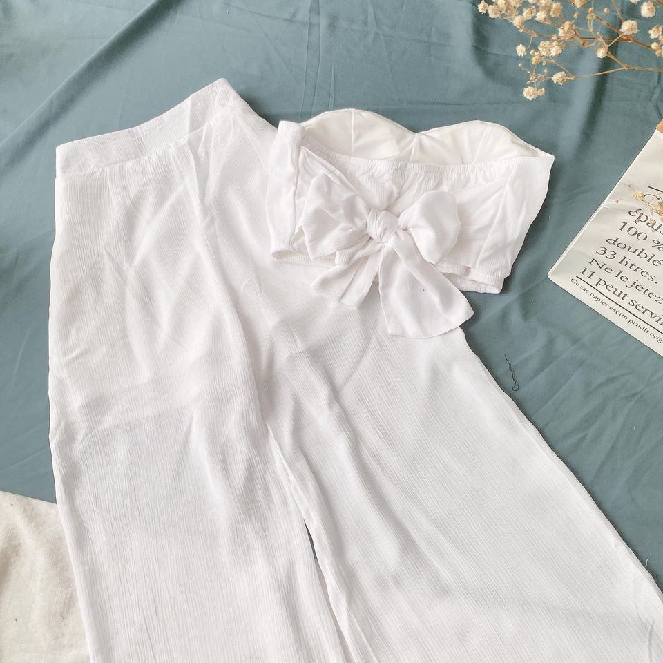 SET ÁO ỐNG TRẮNG NƠ NGỰC + QUẦN SUÔNG
