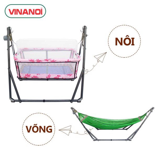 Nôi Võng Tự Động cho bé 3 trong 1 VINANOI - NV80H - Làm Nôi Và Giá Phơi Đồ Cho Bé - Làm Võng Cho Mẹ