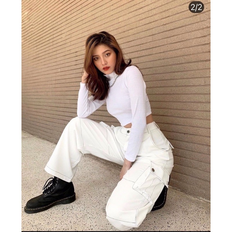 Áo croptop cổ lọ chất thun gân ( Video feedback ) | BigBuy360 - bigbuy360.vn