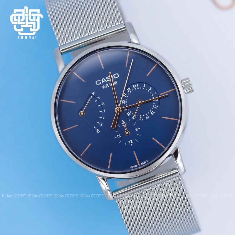 Đồng hồ nam Casio MTP-E320M-2E dây thép chống nước chính hãng