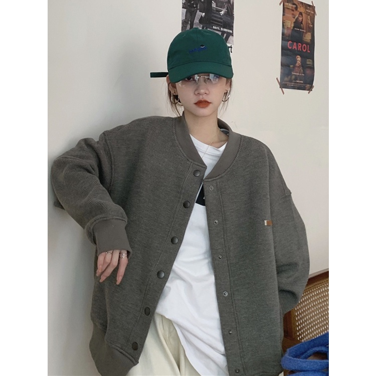 Áo Khoác Bóng Chày Tay Dài Thời Trang Hàn Quốc Cho Nữ (2 Màu)