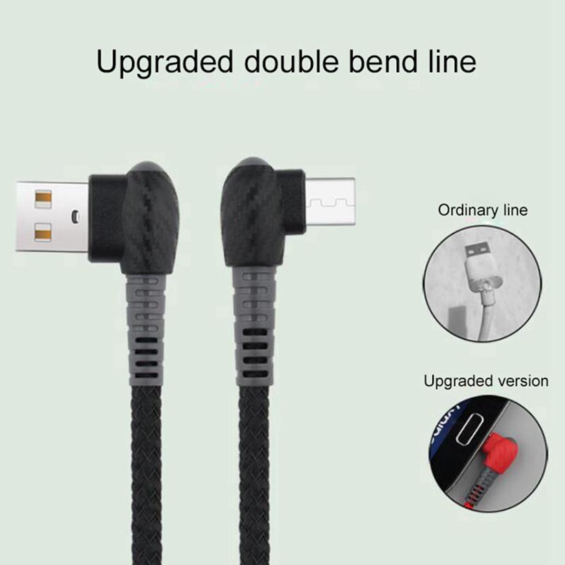 Nylon Braided Ultra Durable 90 Degree Android Charging Cable Right Angle Micro USB Charger Cable