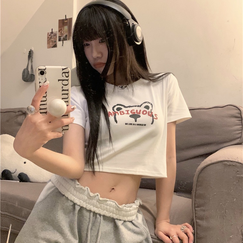 Áo Thun Tay Ngắn In Hình Dễ Thương Thời Trang Mùa Hè Cho Nữ