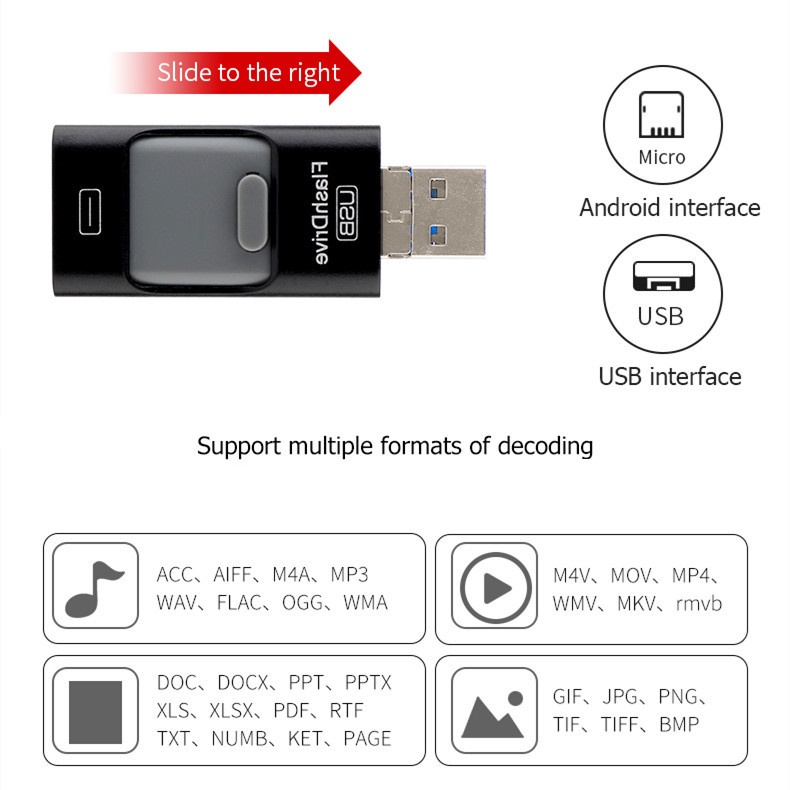 Usb 3.0 OTG 512GB 3 Trong 1 Cho ĐiệN ThoạI PC