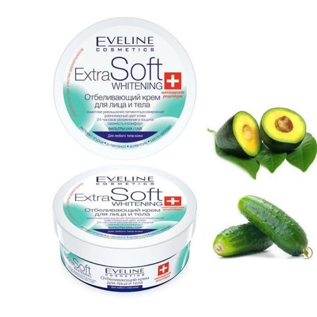 Kem Dưỡng Sáng Da EVELINE Dành Cho Mặt Và Toàn Thân 200ml Extra Soft Whitening Face &amp; Body Cream