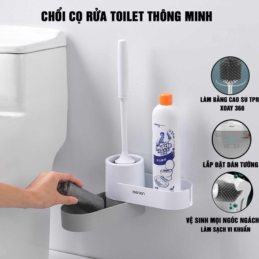 Chổi Cọ Vệ Sinh OENON Kèm giá Để Chổi Cọ Rửa Toilet Thông Minh