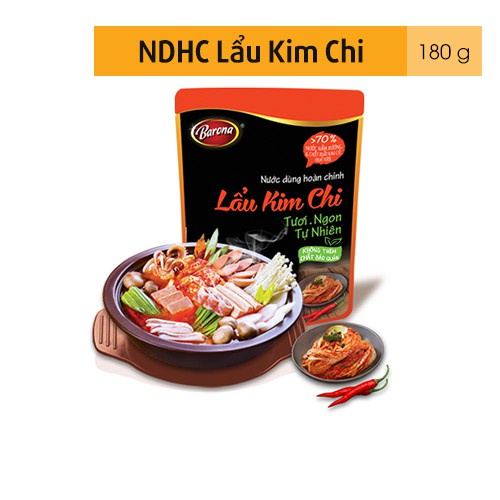 Nước Dùng Lẩu Kim Chi Barona 180g tươi ngon chuẩn vị không cần nêm nếm, Combo 1 hộp (10 gói)