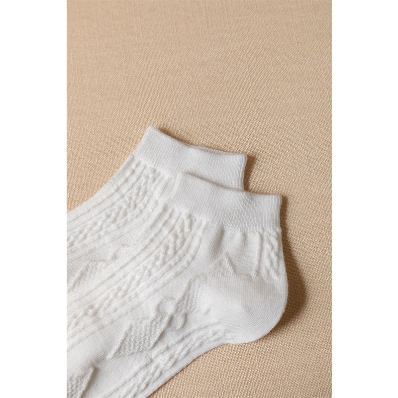 Tất nữ cổ thấp dễ thương, vớ cổ thấp nữ trắng vải cotton co giãn thời trang Hàn Quốc