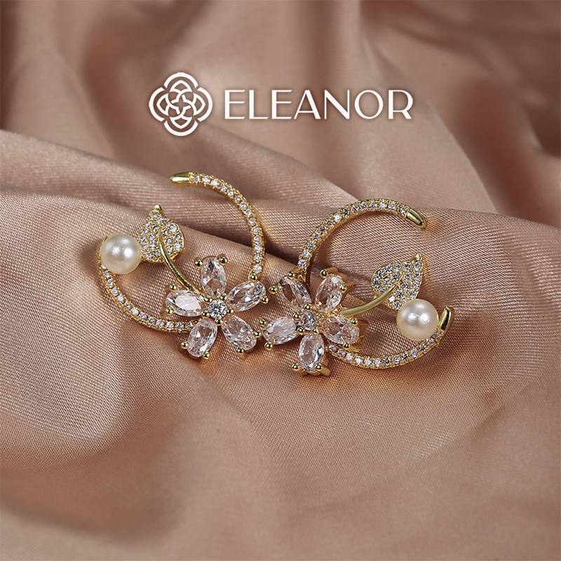 Bông tai nữ hình hoa đính đá Eleanor Accessories phụ kiện trang sức phong cách Hàn Quốc thời trang