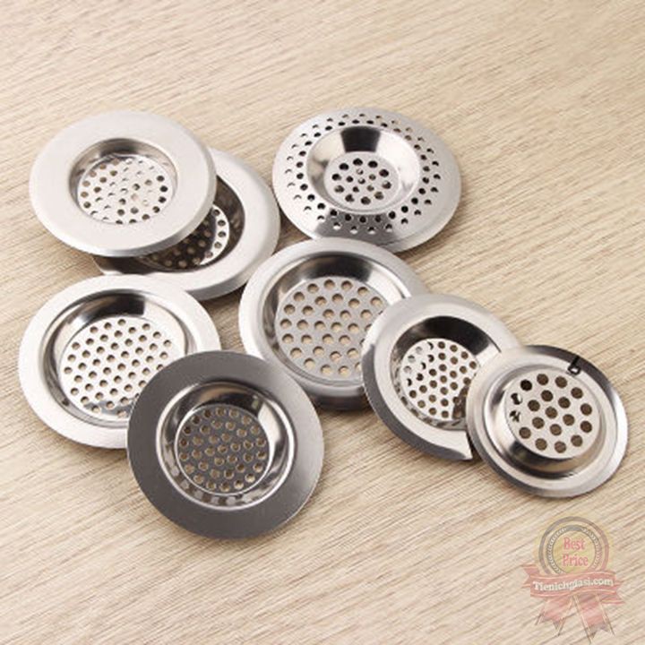 Miếng chặn lọc rác bằng kim loại inox chống tắc cống dạng trũng túi lọc rác bồn rửa bát lỗ cống nhà vệ sinh