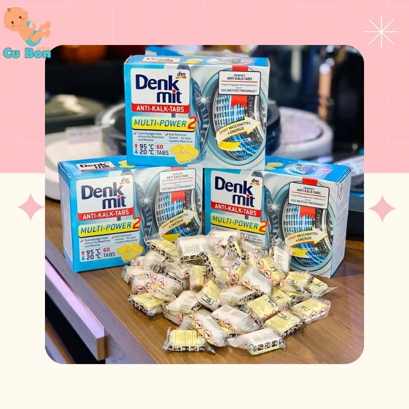 Hộp Viên vệ sinh tẩy lồng giặt Denkmit của Đức diệt khuẩn tẩy rửa mảng bám lâu ngày trong thành máy giặt