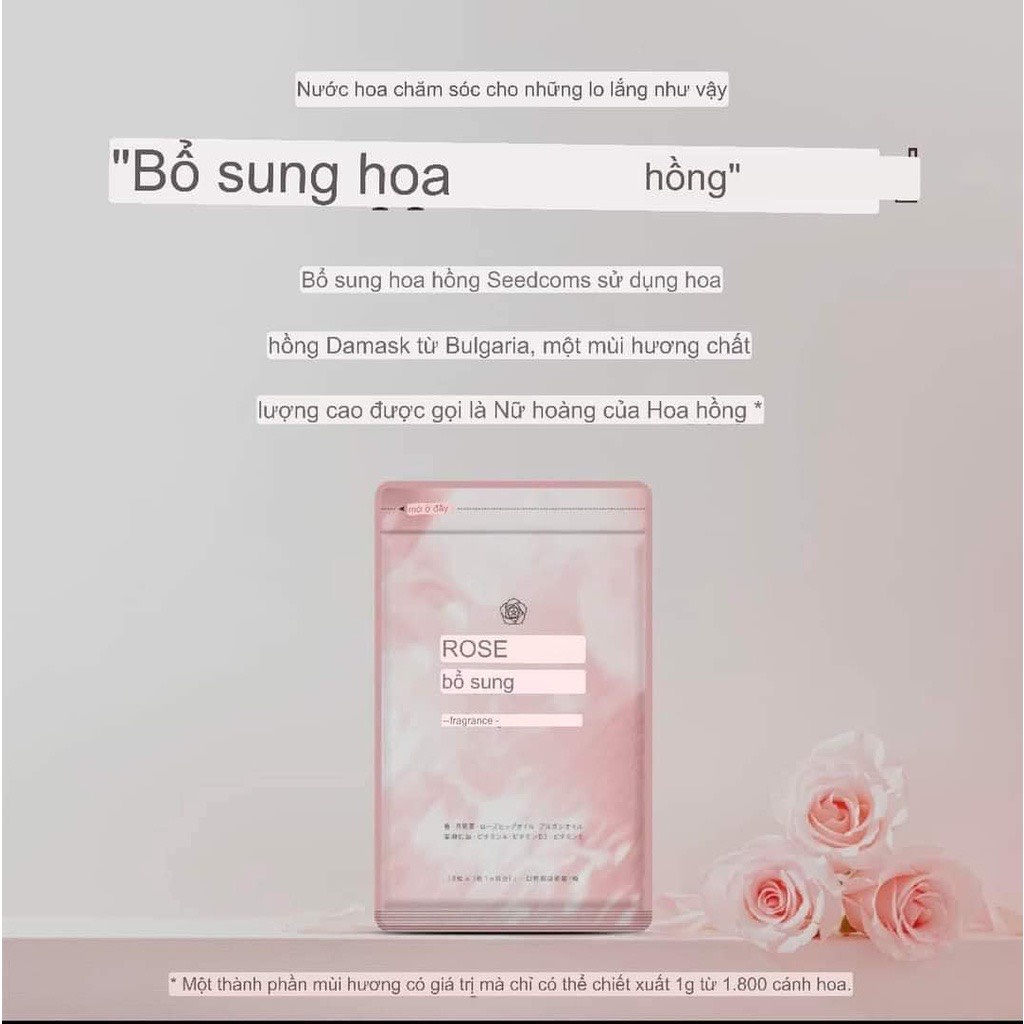 Viên uống thơm cơ thể ROSE SUPPLEMNT SEEDCOMS Nhật Bản 90viên
