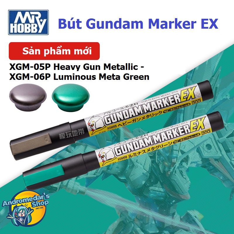 Bút sơn cao cấp Gundam Marker EX Heavy Gun Metallic XGM-05P - Luminous Meta Green  XGM-06P