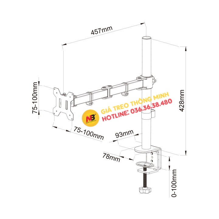 Giá Treo Màn Hình 17 - 27 Inch - Monitor Arm Đa Năng Gắn Bàn - Model: M051