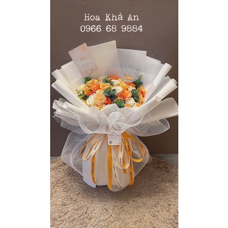 [Hoa sinh nhật] Bó hoa sáp mix siêu cao cấp, bó cực to 50x70cm, thiết kế Khả An