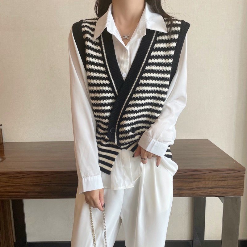 Áo Khoác Không Tay Dáng Rộng Phong Cách Retro Hàn Quốc Thời Trang