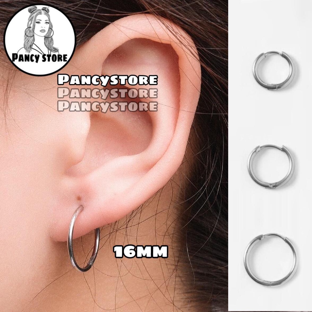 khuyên tai tròn vòng mỏng bông tai titan nam nữ