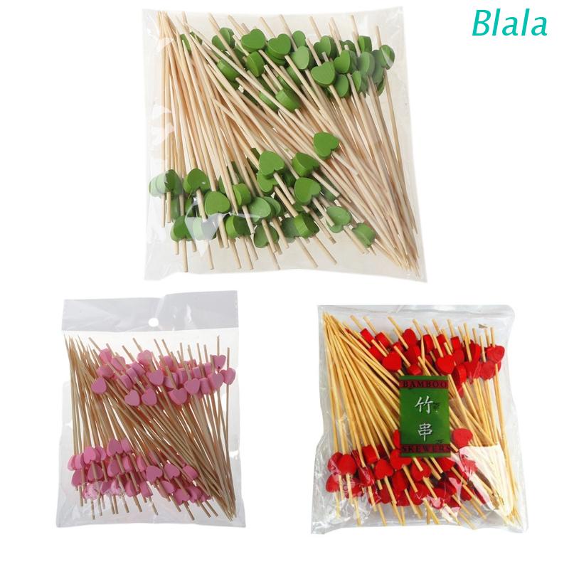 Set 100 xiên tre 12cm hình trái tim dễ thương dùng để ăn món tráng miệng