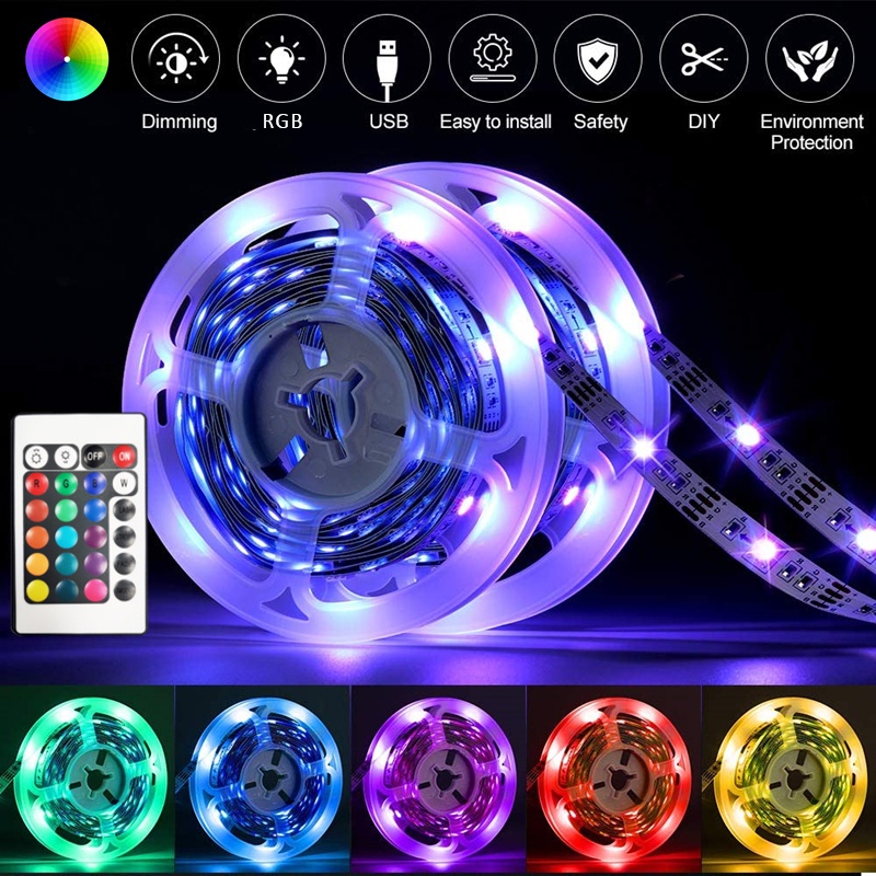 Đèn led Tiktok RGB Đèn led trang trí điều khiển bằng điện thoại,nháy theo nhạc, cuộn dây led đổi màu, kèm dây kết nối 5m 10m 15m 20m Đối với phòng ngủ, TV, máy tính, phòng khách