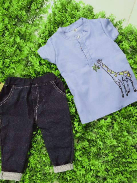 Sét áo sơ mi kèm quần giả jean | BigBuy360 - bigbuy360.vn