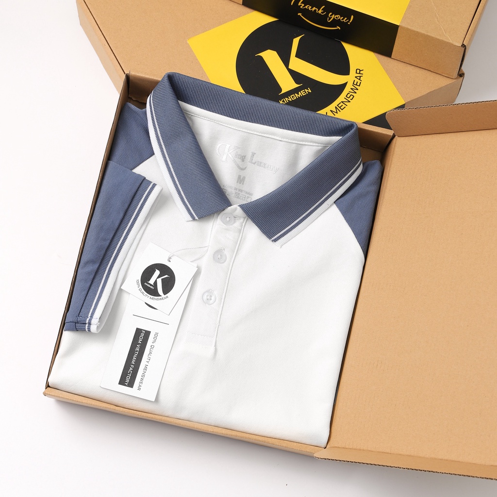 Áo polo nam đẹp KINGMEN cao cấp vải cá sấu cotton trẻ trung - PL07 - Fullbox