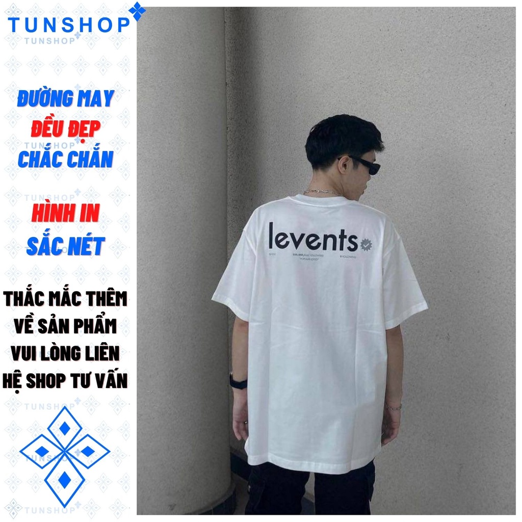 Áo Thun Levents Logo While Black Trắng Chữ Đen Levent Tay lỡ  Nam Nữ Tun Shop Unisex