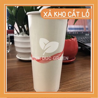 [Thùng 100] Cốc giấy trà sữa - size Lớn 640ml - Tương đương 22oz EU  - Cốc giấy Minh Đức Green
