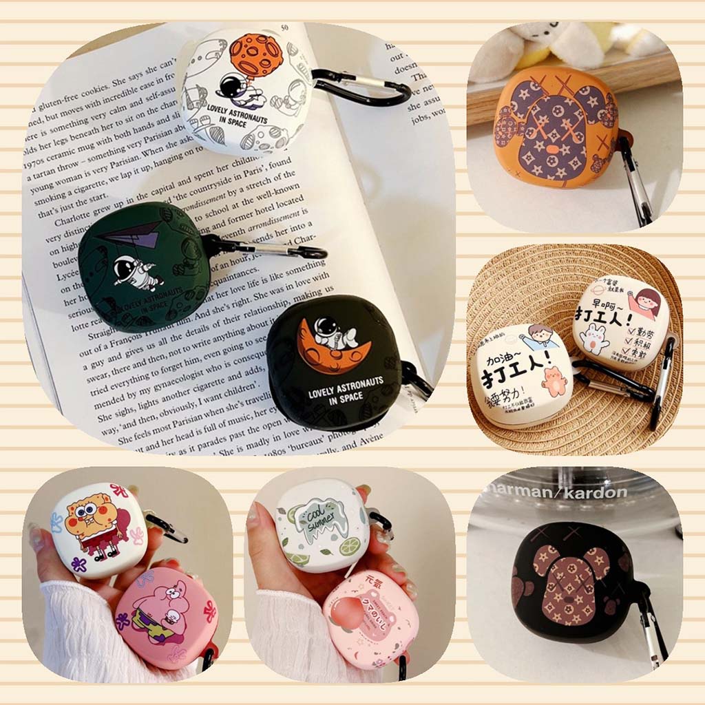 Vỏ Bảo Vệ Hộp Sạc Tai nghe không dây Baseus WM02 Bằng TPU Mềm Chống Sốc In Hoạt Hình Patrick Star SpongeBob Gloomy Bear Cho Cặp Đôi