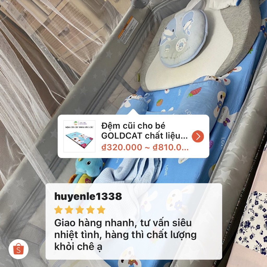 Đệm Cũi Vải Cho Bé GOLDCAT Size 60x120CM, Chất Liệu Bông Ép Tiêu Chuẩn 5cm Đàn Hồi Tốt Thấm Hút Mồ Hôi