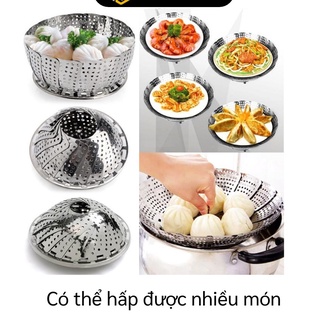 Xửng hấp vỉ hấp rổ hấp inox 3 chân gấp gọn 24cm