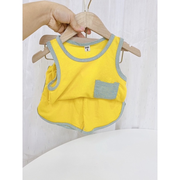 Bộ Quần Áo Trẻ Em Ba Lỗ Bộ Bé Trai 3 Lỗ Vải Cotton Đũi Túi Phối Cho Bé Từ 8-18kg Mã BL18