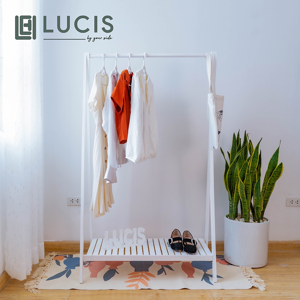 Kệ treo quần áo chữ A 1 tầng màu trắng LUCIS size 80cm đa năng phong cách Hàn Quốc