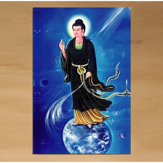 Tranh (KHÔNG KHUNG) Mẹ Diêu Trì Địa Mẫu bằng vải phủ bóng cao cấp dày dặn