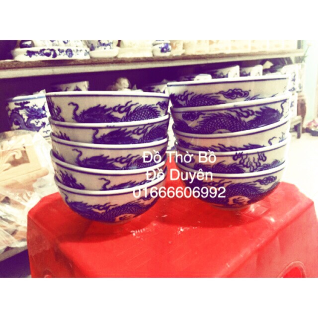 Bộ bát thờ men trắng