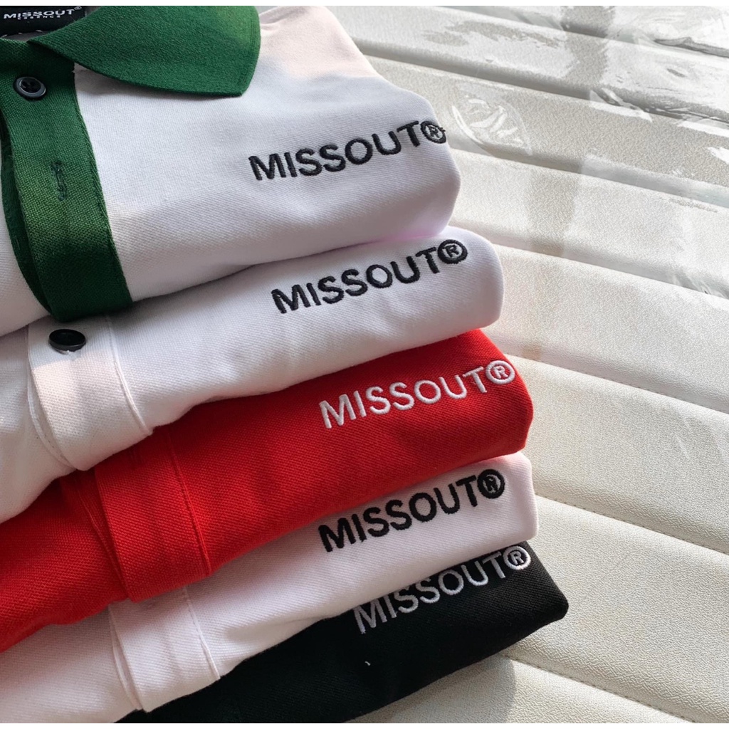 Áo polo basic MISSOUT , áo ngắn tay có cổ họa tiết trơn