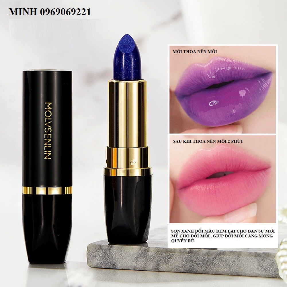 SON MÀU XANH DƯỠNG MÔI ĐỔI MÀU THEO NHIỆT ĐỘ GIÚP BỀ MẶT MÔI CĂNG MỌNG HỒNG HÀO TỰ NHIÊN TẠO CẢM GÍAC TƯƠI MỚI CUỐN HÚT