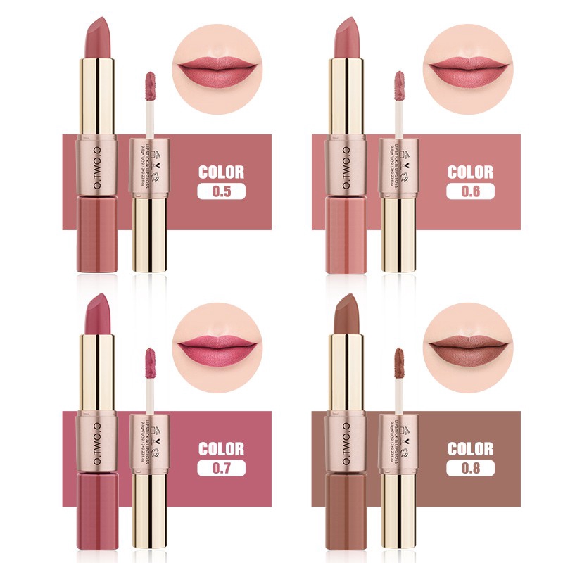 [Hàng mới về] Son lì O.TWO.O thiết kế 2 đầu 12 màu tùy chọn | BigBuy360 - bigbuy360.vn