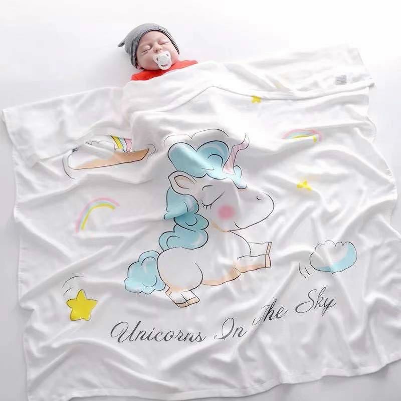 Chăn cho bé, khăn thu đông chất vải lụa cotton 110x120cm nhiều hình đáng yêu bunakids PN22