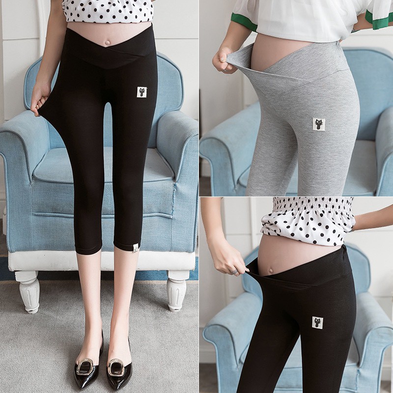 Quần bầu legging lửng cạp chéo mèo QB9011