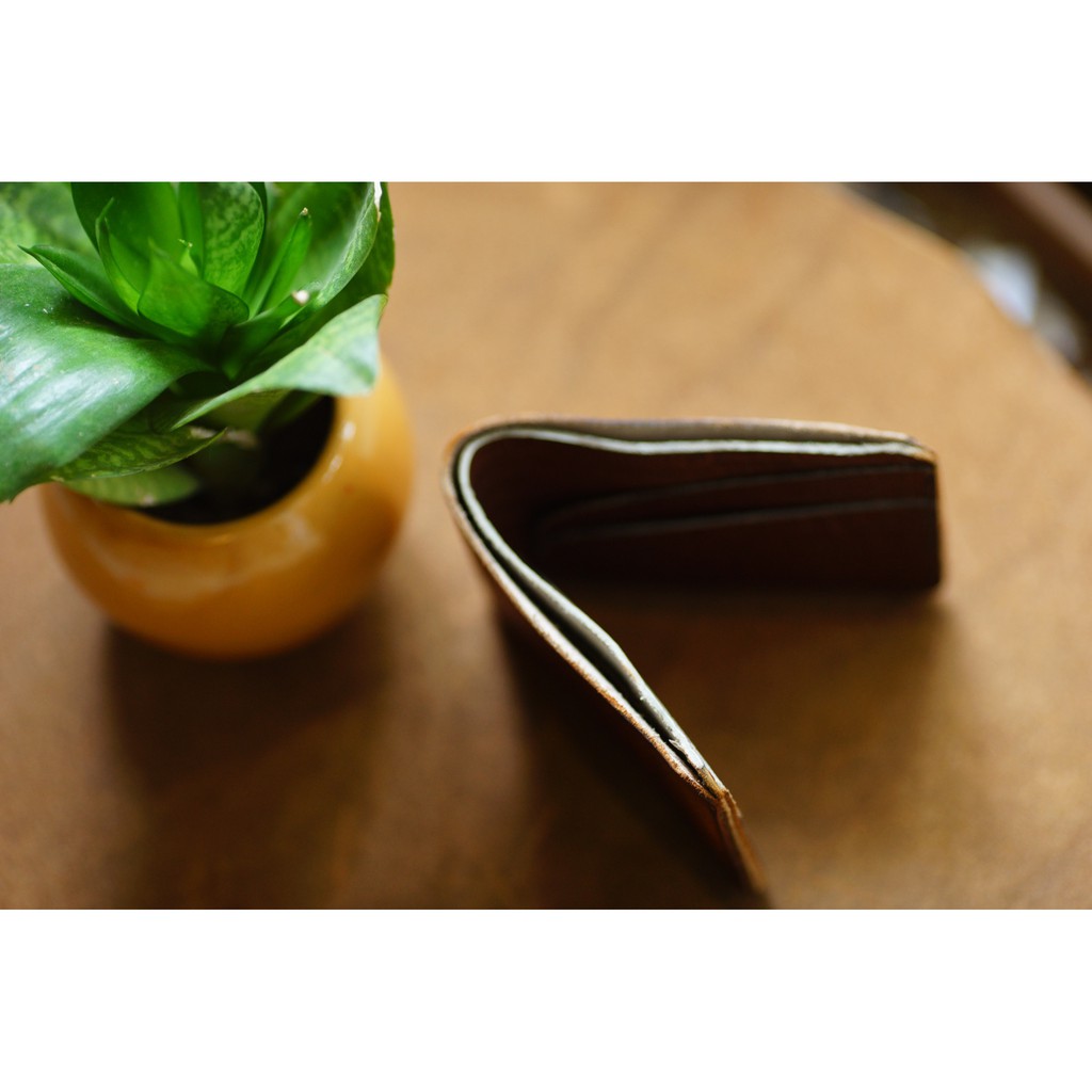 Ví nam da bò RAM Leather Italia Vegtan Khắc Trống Đồng Việt Nam Màu Chocolate