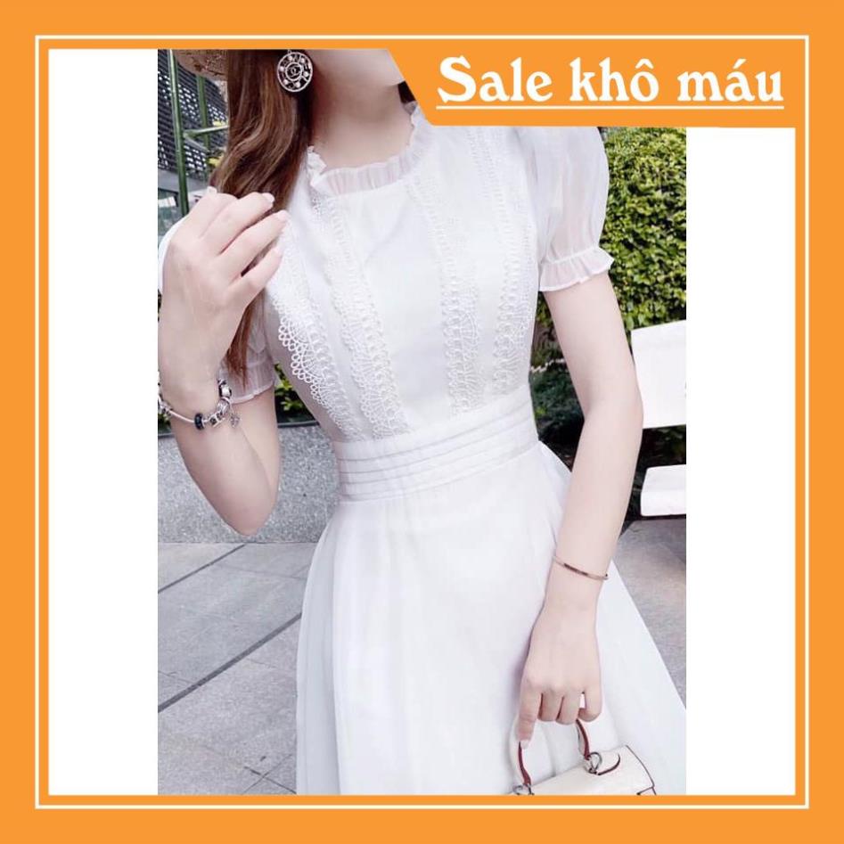 Váy trắng dáng xòe tay bông tiểu thư V1920  - Váy trắng dáng xòe tay bông tiểu thư  ❤️NMC SHOP❤️