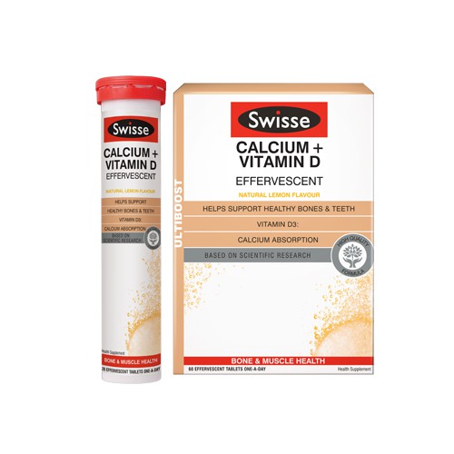 Swisse Ultiboost Calcium + VItamin D Effervescent 60 viên sale 50%