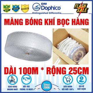 Cuộn 100m x 25cm – Màng bóng khí bọc hàng - Màng xốp nổ – Màng bong bóng khí – Xốp bóng khí – Xốp hơi bóp nổ