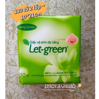 Khăn giấy rút đa năng Let-green 2 lớp 130 Tờ 10x21cm khổ vuông