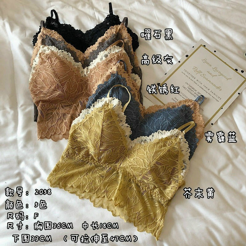 Áo lót nữ Bra 2058 ren sexy quyến rũ không gọng kèm đệm mút dáng crotop hàng xịn giá rẻ