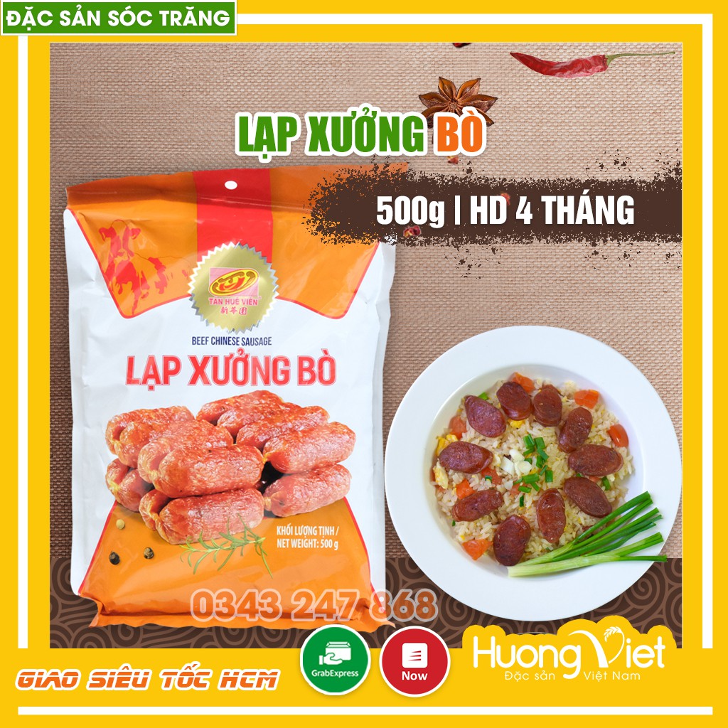 Lạp xưởng bò Tân Huê Viên 500g Sóc Trăng chính gốc miền tây, Đặc sản thịt lạp gia truyền nổi tiếng