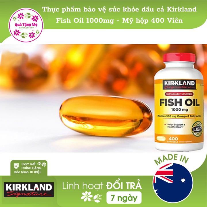 Thực phẩm bảo vệ sức khỏe dầu cá Kirkland Fish Oil 1000mg - Mỹ hộp 400 Viên | BigBuy360 - bigbuy360.vn