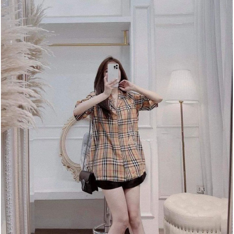 Áo Sơ Mi Caro Tay Ngắn Cá Tính Form Thụng