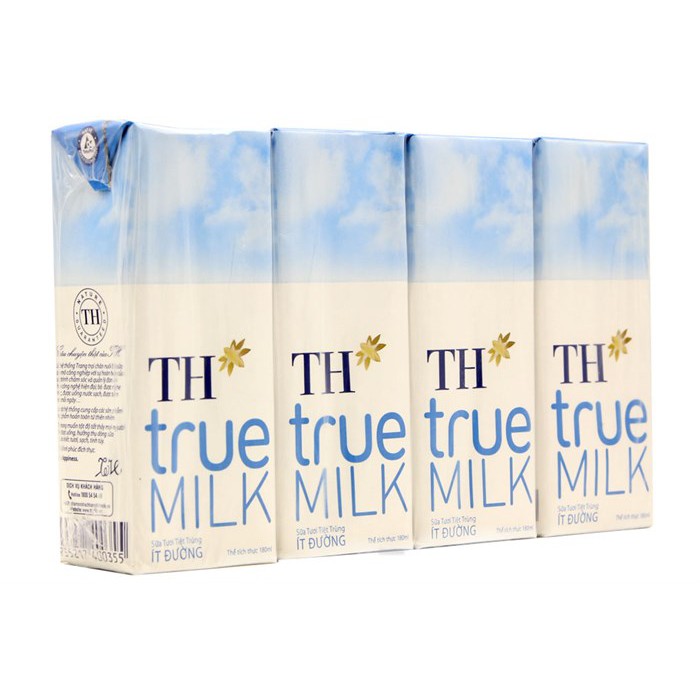 Lốc 4 hộp TH True milk 180ml có đường